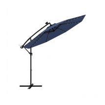 Parasol Déporté Ø3M, Parasol pour Terrasse, Parasol Inclinable, Rotatif à 360°, avec Pied en Croix, 40 led, Bleu Foncé - Goplus