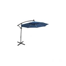 Parasol Déporté Ø3M, Parasol pour Terrasse, Parasol Inclinable, Rotatif à 360°, avec Pied en Croix, 32 led, Bleu Clair - Goplus