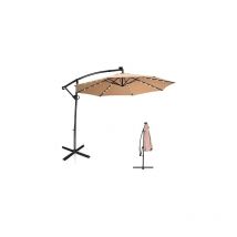 Parasol Déporté Ø3M, Parasol pour Terrasse, Parasol Inclinable, Rotatif à 360°, avec Pied en Croix, 32 led, Beige - Goplus