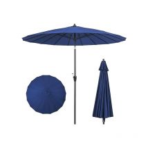 Parasol de Jardin de 250CM, Parasol en Aluminium avec Manivelle, Inclinaison par Bouton-Poussoir, 18 Baleines, Bleu - Goplus