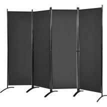 Goplus - Paravent 4 Panneaux Séparateur de Pièces Cloison de Séparation pour Chambre à Coucher Maison Intérieur, 220 x 170 cm, Noir