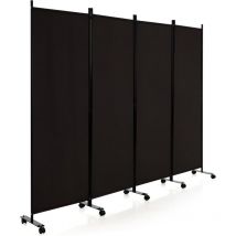 Paravento con Ruote, da Interno Esterno, in Metallo, Piedini Stabili, Separé Divisorio, per Soggiorno, Camera da Letto, Ufficio (4 Pannelli, Marrone)