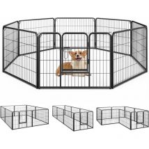 Goplus - Parc pour Chien 8 Panneaux, Enclos Pliable pour Chien en Métal avec Porte verrouillable pour Intérieur pour Chiens, Chiot (80x60cm)