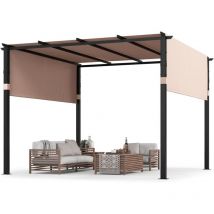 Goplus - Pergola Jardin 3x3M Pergola d'Extérieur avec Auvent Rétractable et Cadre Métallique Robuste, Abri Solaire pour Gril de Patio et Gaz ebo pour