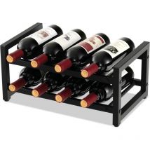 Portabottiglie da Vino con 2 Livelli per 8 Bottiglie, Portabottiglie da Vino in Metallo, Portabottiglie per Cucina e Bar e Sala da Pranzo, 42,5 x
