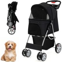 Poussette Pliable Chariot Pliant Animaux Panier Plateau de Rangement Porte-gobelet, Auvent Réglable, Roues eva Tout-terrain avec Frein, 87 x 46 x 102