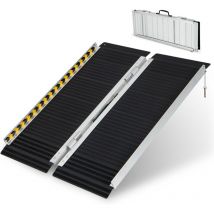 Goplus - Rampe Portable en Aluminium pour Fauteuil Roulant, Plaque de Transition, Surface Antidérapante & Autocollants, pour Escaliers, Portes,