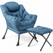 Goplus - Relaxsessel mit Fußhocker, Sofasessel mit Metallrahmen bis 150 kg, Loungesessel mit Kopfkissen & Rutschfester Füße, Fernsehsessel TV-Sessel