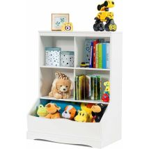 Scaffale con 5 Scomparti, Armadietto per Bambini, Ampio Spazio di Archiviazione, Ideale per Cameretta e Libreria, Organizer Giocattoli in Legno,
