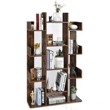 Goplus - Libreria ad Albero Versatile, 13 Mensole da Portaoggetti, Carico 90 kg, Portalibri in Legno Robusto, Design Antiribaltamento e Antiscivolo,