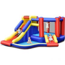 GOPLUS Scivolo Acquatico Gonfiabile con Parete per Arrampicarsi, Castello Gonfiabile con Scivolo, Casa Gonfiabile Asciutta Bagnata con Pallone da