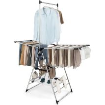 Tendoir à Linge Pliable à 6 Niveaux Réglable en Hauteur avec Cintres Suspendus en Hauteur et Clips Latéraux-Séchoir à Ailes - Goplus
