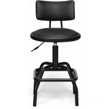 Goplus - Sgabello da Bar, con Schienale e Poggiapiedi, Morbido e Confortevole, Girevole a 360°, Altezza Regolabile, Stile Moderno per Bar, Ufficio,
