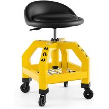 Goplus - Sgabello da Meccanico con Ruote, Altezza Regolabile, Sedile Girevole con Vassoio Porta Attrezzi, Capacità di 150 kg, Sedile Girevole per