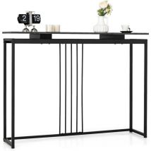 Goplus - Table Console, 120x30x90cm, Table d'Appoint avec Plateau Imitation Marbre, Bout de Canapé Style Moderne, Noir