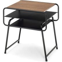 Goplus - Table d'appoint à 3 Niveaux avec étagère, Table d'appoint avec Cadre en Acier, Table de Chevet Moderne pour Petit Espace, Table de Collation