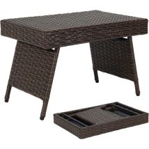 Goplus - Table de Jardin Pliable en Rotin avec Structure en Fer, Table Basse Tressee avec Pieds Ajustable et Plateau, Table d'Appoint Pliante, Peu