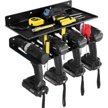 Goplus - Etagere a Outils Murale en Metal 2 Couches, pour Entrepot, Garage, Atelier, 43 x 21,5 x 5 cm, Noir