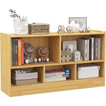 Goplus - Biblithèque Enfant avec 5 Compartiments Ouverts 111x30x61,5CM,étagère pour Livres/Jouets avec Bord Arrondi,Beige