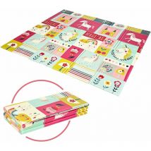 Tapis de Jeu pour Bebe Pliable en xpe Antiderapant et Impermeable, Tapis pour Ramper du Bebe Applique a Double Face, Utilisation Exterieur et
