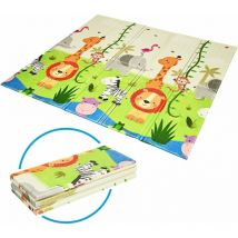 Tapis de Jeu pour Bebe Pliable en xpe Antiderapant et Impermeable, Tapis pour Ramper du Bebe Applique a Double Face, Utilisation Exterieur et