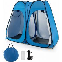 Tente de Douche Pliable Pop-up pour 2 Personnes, Tente Cabine de Changement avec Fenêtre et Poche de Rangement, Bleu - Goplus