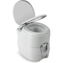 Toilettes Sèche Portable, Réservoir Eau 12L, Pompe de Chasse d'eau, Supporte 150kg, Compacte à Double Sortie - Goplus
