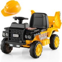 Tracteur Électrique avec Benne Basculante, Marche Avant, Camion de Construction avec Roues Antidérapantes & Casque de Sécurité, Voiture Jouet, 2,5