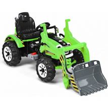 Tracteur Electrique avec Pelle, Voiture Vehicule Electrique pour Les Enfants 3 a 8 Ans, Pelle Frontale,Excavatrice Articulee,Volant Directionnel,