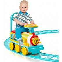 Train Porteur électrique pour Enfants avec Musique, Lumière, Train Trotteur avec Voies en pp, Espace de Rangement, Pédales Rétractables pour Enfants