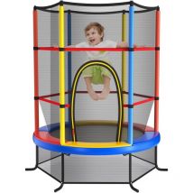 Goplus - Trampoline Enfant Ø165cm, Cadre en Acier, Trampoline Extérieur et Intérieur avec Filet de Sécurité, Charge Max.136 kg, Coloré