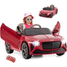 Goplus - Voiture électrique Enfant 3-8 Ans 12V Bentley Bacalar avec Télécommande 2,4G-Lumières LED/Klaxon/Musique-Charge 30KG Rouge