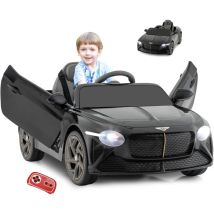 Goplus - Voiture électrique Enfant 3-8 Ans 12V Bentley Bacalar avec Télécommande 2,4G-Lumières LED/Klaxon/Musique-Charge 30KG Noir