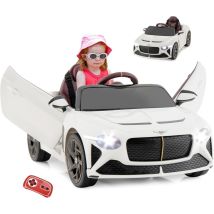 GOPLUS Voiture électrique Enfant 3-8 Ans 12V Bentley Bacalar avec Télécommande 2,4G-Lumières LED/Klaxon/Musique-Charge 30KG Blanc