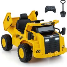Voiture Electrique Enfants 12V avec Télécommande 2,4 g, Mégaphone, Musique, MP3, usb, Pelle 12 v pour Enfants, Camion Electrique Caterpillar,pour