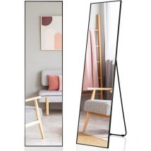Goplus - Wandspiegel, 160 X 40 Cm Ganzkoerperspiegel Mit Metallrahmen, Rutschfeste Matte, Standspiegel Für Schlafzimmer, Eingangsbereich & 
