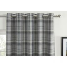 Gorden John Textiles Carnoustie Curtains Blackout Eyelet Woven Check Grey 66 x 90 - Grey