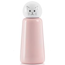 House Doctor - Gourde Enfant En Inox 300 Ml Coloris Rose Et Blanc - Motif Chat