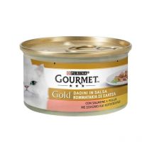 Gourmet Gold Dadini in salsa per Gatto da 85 gr Salmone e Pollo