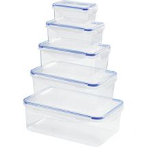 Klick-it Boîte fraîcheur 0.18 l, 0.4 l, 0.8 l, 1.2 l, 2.2 l jeu de 5 plastique avec couvercle, passe au lave-vaissellle transparent, ble Y278473
