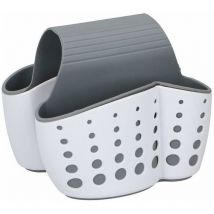 Gouttoir double face pour cuisine, douche, salle de bain - Organisateur et rangement idéal pour éponges, savons, brosses et plus encore - Blanc/gris