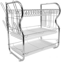 Skecten - gouttoir à Vaisselle à 3 Niveaux Fournitures de Cuisine Support de Rangement Égouttoir avec Baguettes / Porte-gobelet / Support de Planche