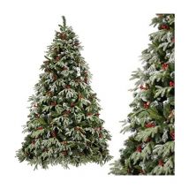 Govita - Pino Naturale con Punte innevate, Albero di Natale Artificiale, pvc, pigne Naturali, Rami fino a terra_(210_cm)- pvc+pe