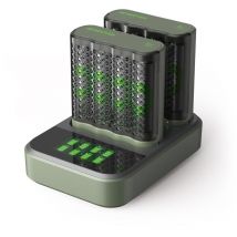 Gp Batteries - gp ReCyko - Base de Carga usb con 2 Pilas usb gp M452, Incluye 8 Pilas ReCyko aa de 2600 mAh, Cargador aa aaa con Indicadores led y