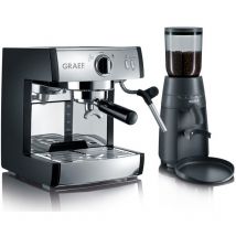 Es 702 Pivalla Set sz/silb inkl. Kafeemühle CM702 - Graef