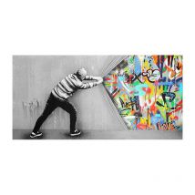 Csparkv - Graffiti Toile Art Décor Behind the Curtain Graffiti Art Tableau Street Art Impression sur Toile Tableau(sans cadre,50x100cm)
