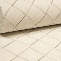 Graham&brown - White Basket Weave Effect Criss Cross Vinyl Wallpaper - White