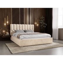Polsterbett mit Bettkasten 180x200, Beige Samt, Roma