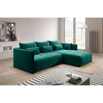 Ecksofa Ardi - Eckcouch mit Schlaffunktion und Bettkasten - Grün - Grün - Graingold