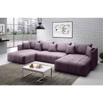 Graingold - Ecksofa Ardi u - Eckcouch mit Schlaffunktion & Bettkasten - Rosa - Rosa